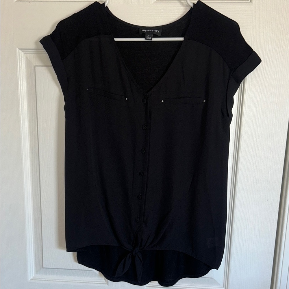 Chic Black Button-Front Blouse